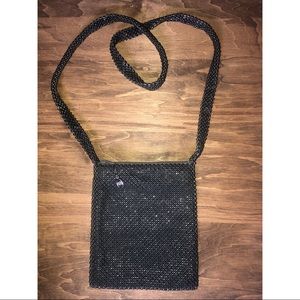 Vintage Marlo Black Beaded Crossbody Cellphone Purse